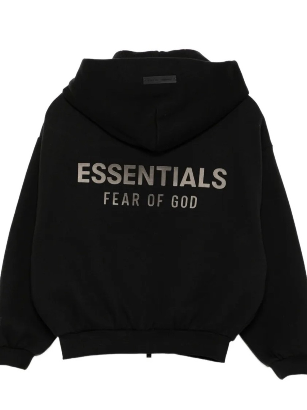 Fear of God ESSENTIALS Black Pullover Hoodie with Back Logo
